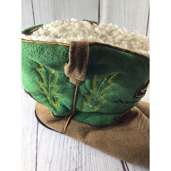 John Deere Cowboy Boot Slippers Boys Brown/Green Youth L/XL 3-5 - Picture 11 of 16